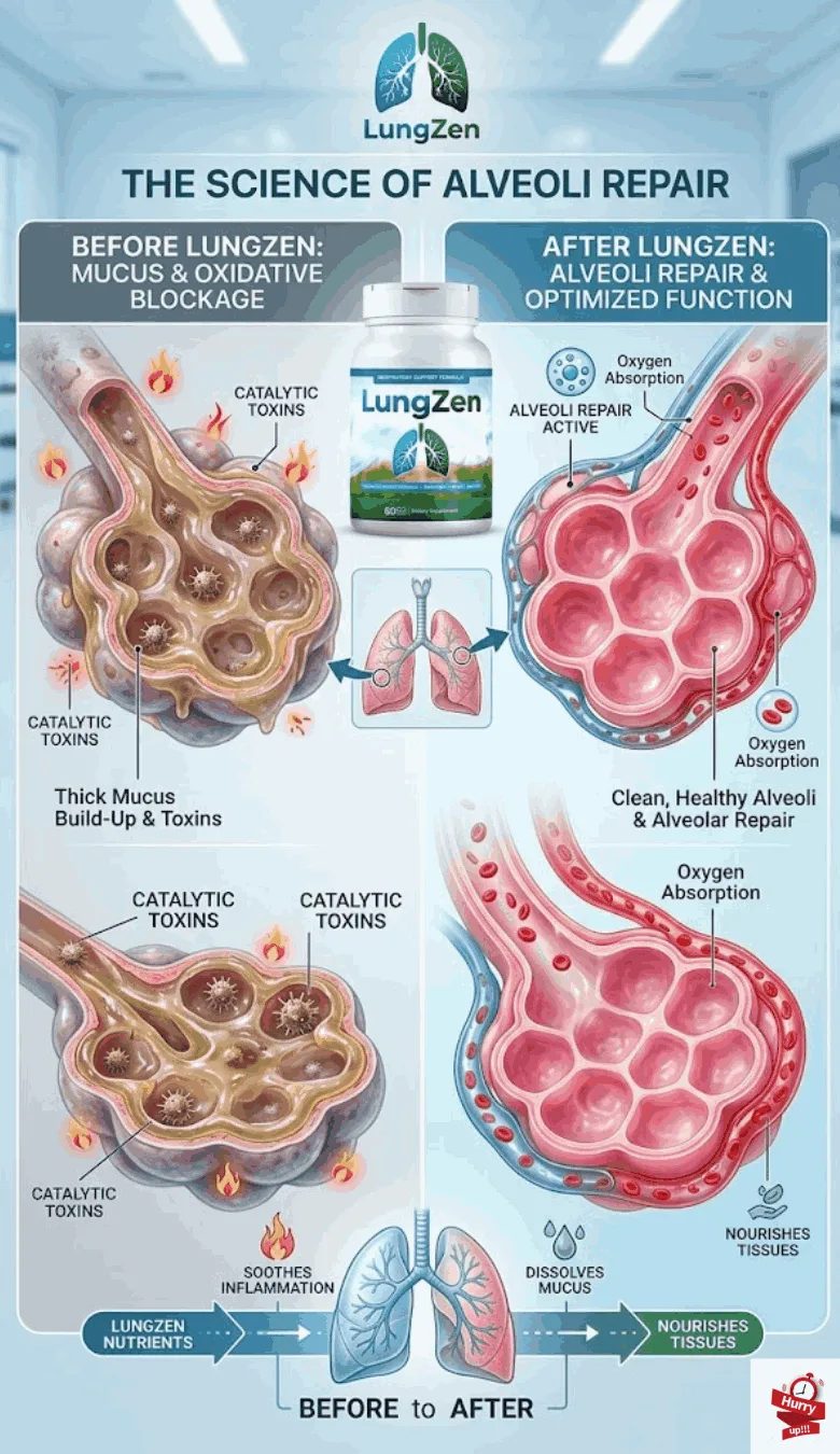 How LungZen works - 3 step lung support process with turmeric and BioPerine